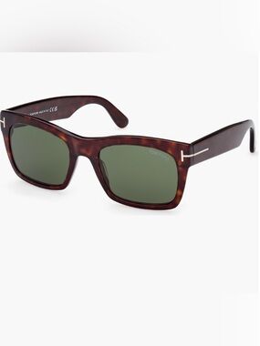 Tom Ford 56mm Square Sunglasses Color: Havana / Green